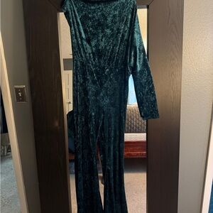 Fashion Nova Teal Velvet Jumpsuit